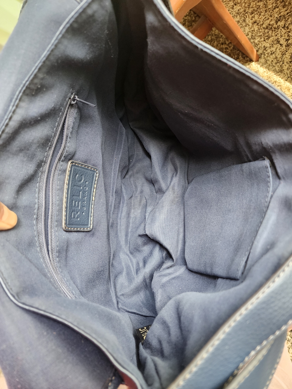 Relic Navy Blue Pebbled Shoulder Bag with Front Zip - Picture 5 of 7